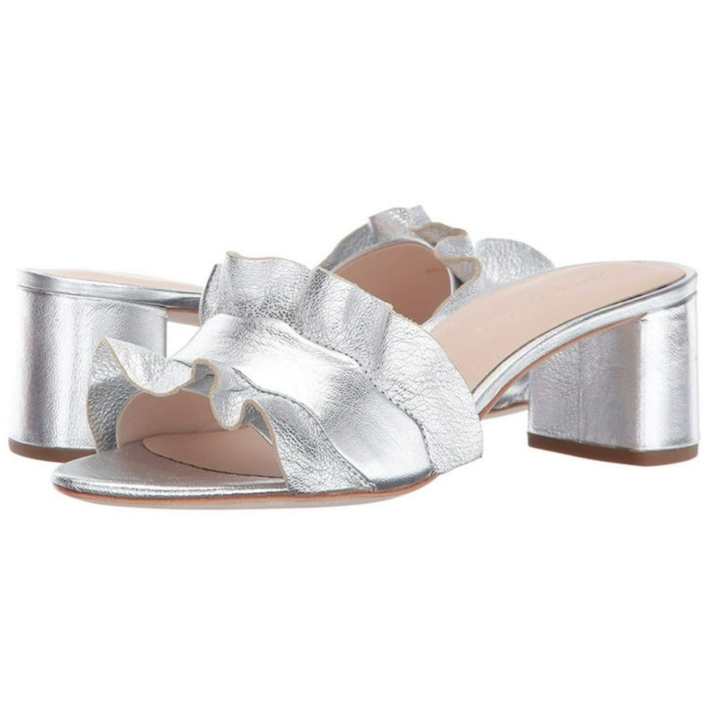 Loeffler Randall Silver Mules Block Heel
